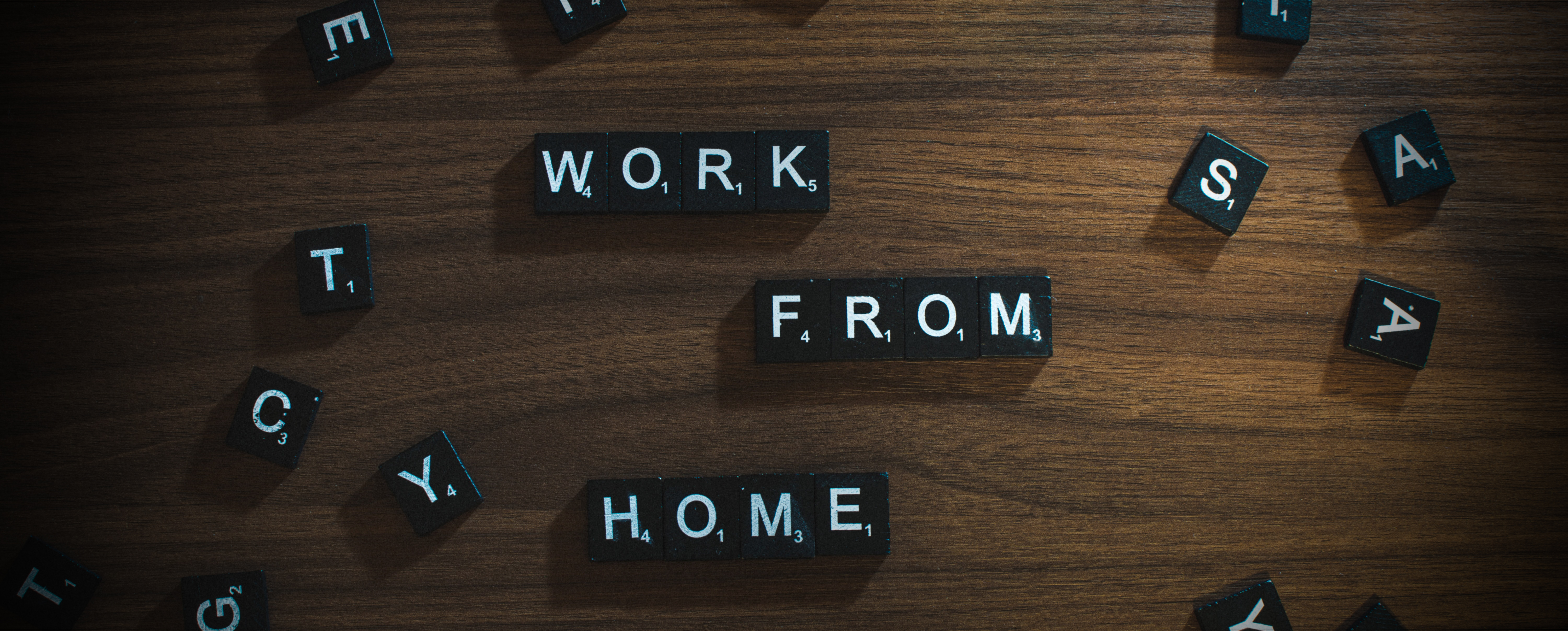 Work from home written in scrabble letters